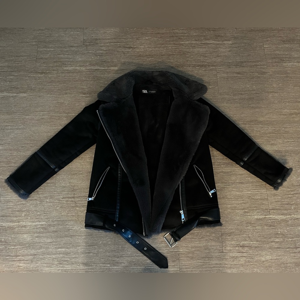 Zara Moto Fur Jacket